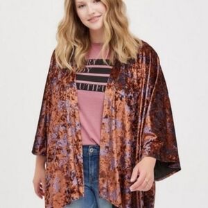 Torrid Brown Velvet ruana Cardigan